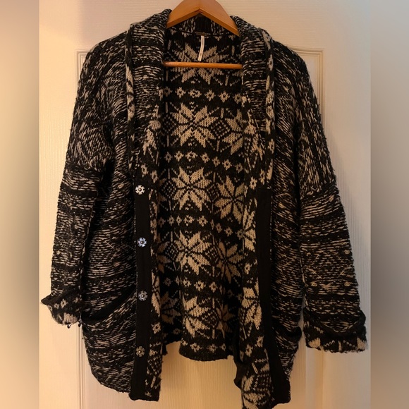 Free People Hidden Snowflake Cardigan Sweater - Picture 5 of 11